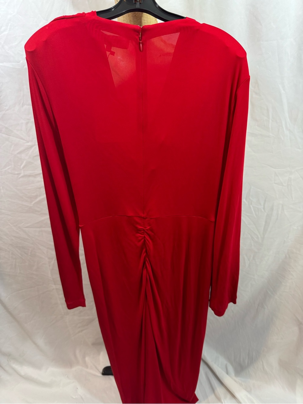 Diane von Furstenberg Red Draped Long-Sleeve Jersey Dress XL - Picture 2 of 10